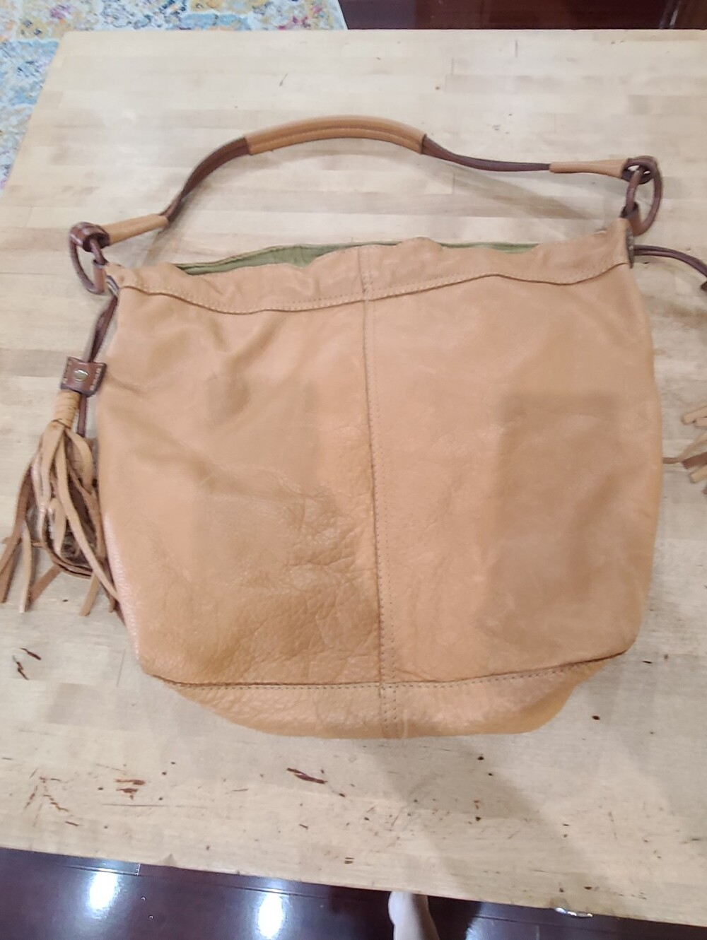 Lucky Brand Tan Hippie Leather Hobo Shoulder Bag - Picture 5 of 8